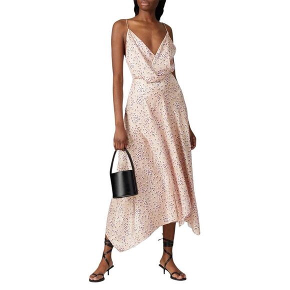 Acler Dresses & Skirts - Acler Peach Floral Vales Double Slit Midi Slip Dress 8